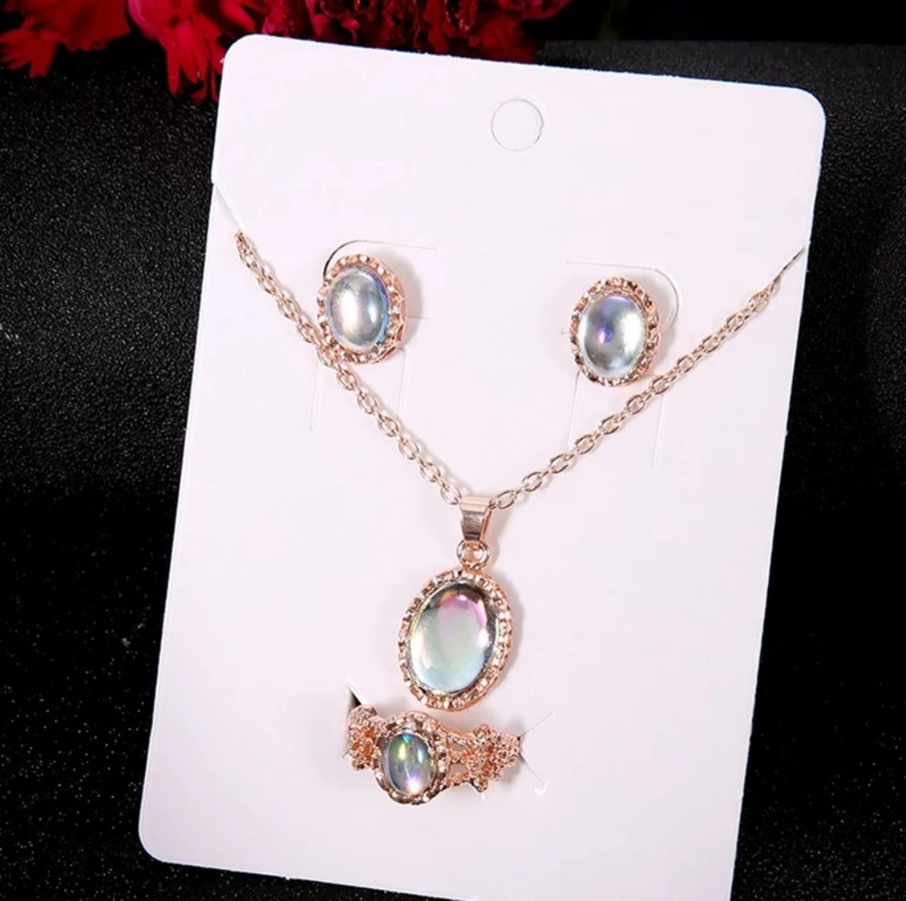 Gorgeous faux fire opal jewelry set - Picture 3 of 9